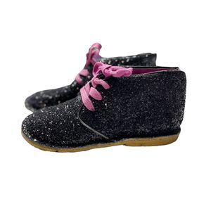 NWOT Cole Haan City Chukka Boots Girls Size 10 Dark Blue Black Glitter Booties